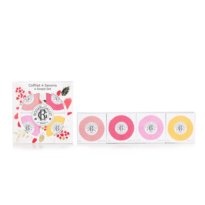 Набор мыла Roger & Gallet с ароматами Fleur De Figuier, Gingembre Rouge, Bois D'Orange и Rose, 4 шт. по 50 г