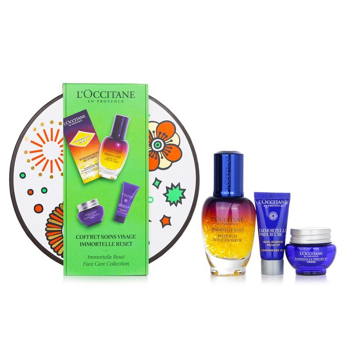 Набор для ухода за лицом L'Occitane Immortelle Reset: масло-серум 30 мл, крем 8 мл, крем для глаз 4 мл