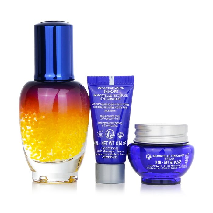 Набор для ухода за лицом L'Occitane Immortelle Reset: масло-серум 30 мл, крем 8 мл, крем для глаз 4 мл