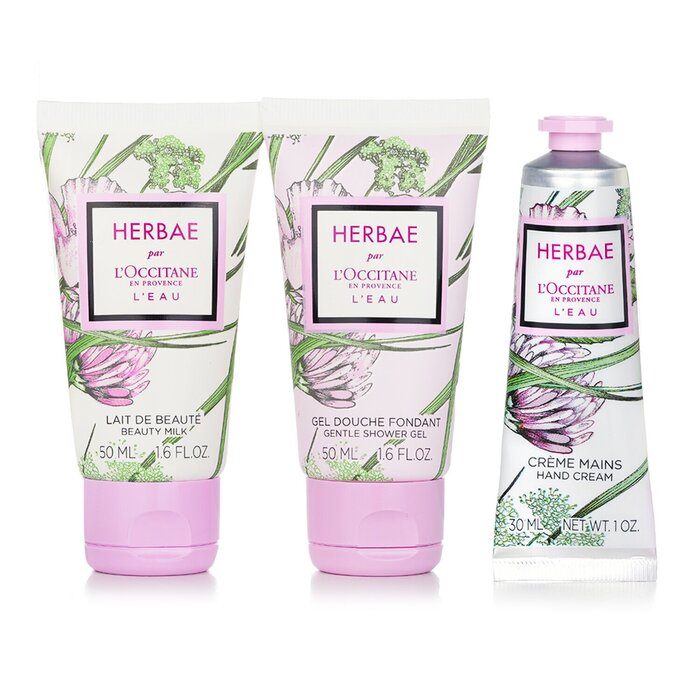 Коллекция средств для ухода за телом L'Occitane Herbae: гель для душа, молочко для тела 50 мл, крем для рук 30 мл