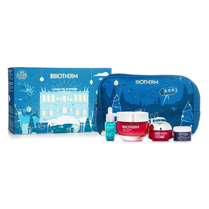 Набор для сияющей и упругой кожи Biotherm Blue Therapy с красными водорослями (4 шт + мешочек)