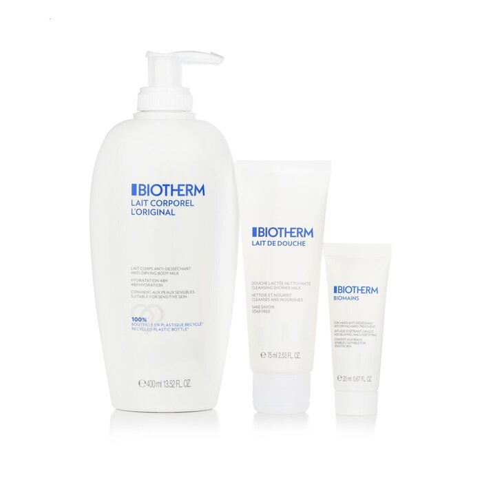 Подарочный набор для ухода за кожей тела Biotherm: 3 молочка для душа, увлажнения и рук (3 шт)