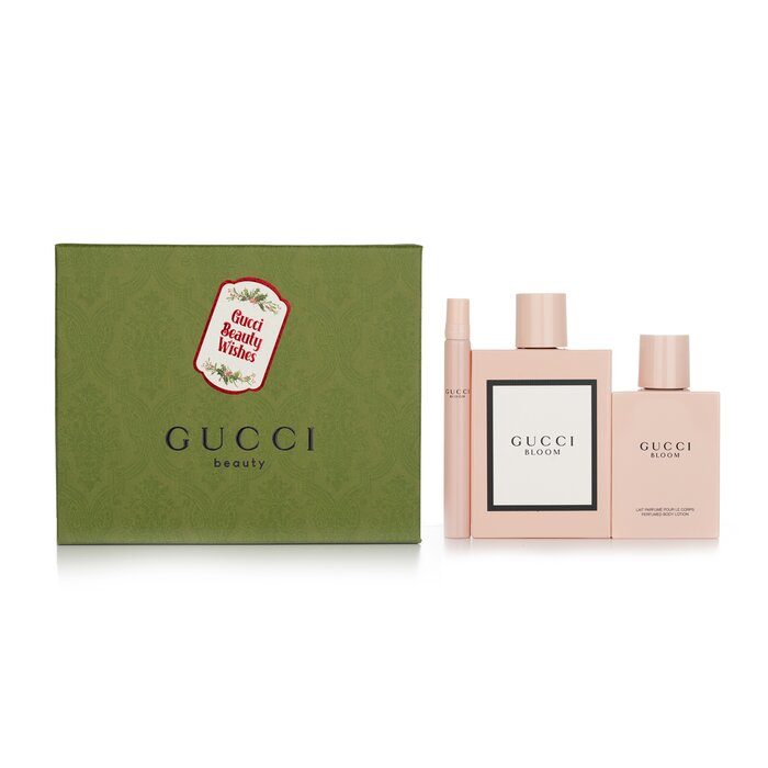 Набор Gucci Bloom: парфюм 100 мл, крем для тела 100 мл и миниатюра 10 мл с цветочным ароматом