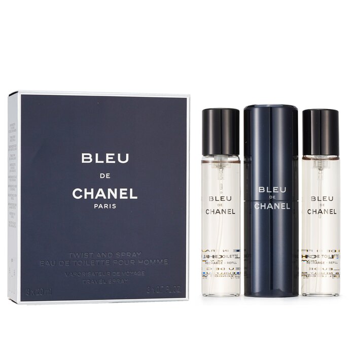 Туалетная вода Bleu De Chanel для мужчин 3x20 мл — свежий древесный аромат для уверенных в себе мужчин