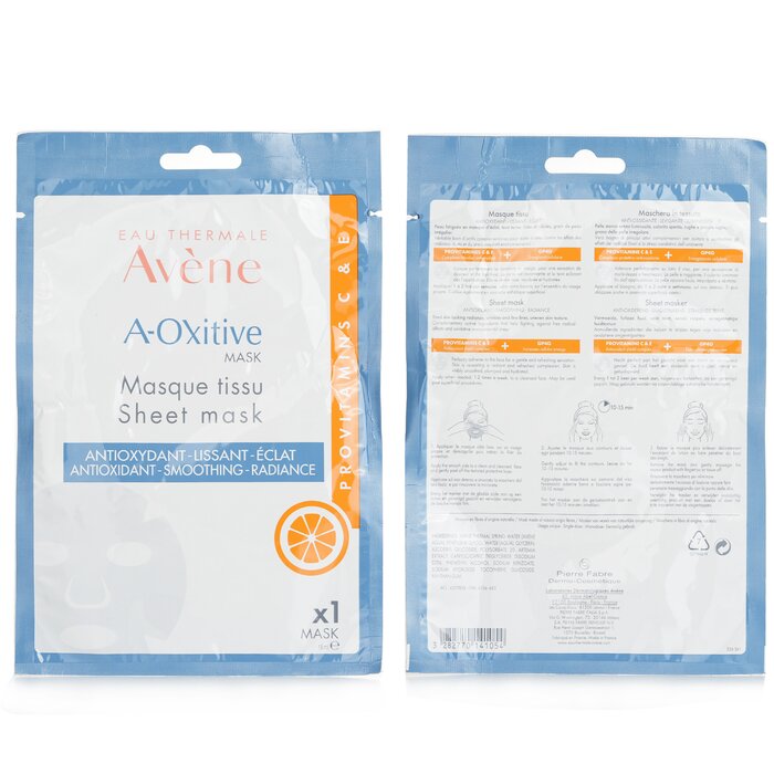 Антиоксидирующая маска в листах Avene с витаминами C и E для чувствительной кожи 1 шт.