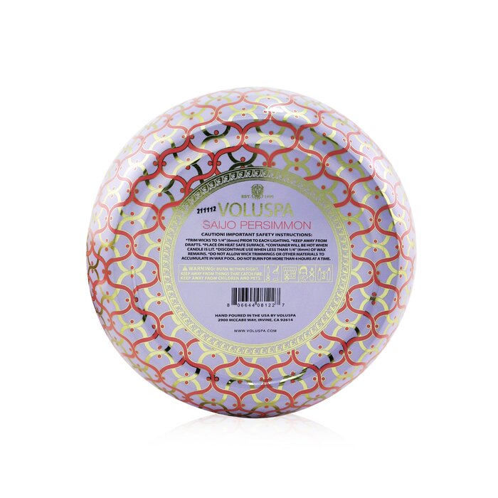 Ароматическая свеча Voluspa Saijo Persimmon 340 г из кокосового воска для создания уюта и гармонии в интерьере