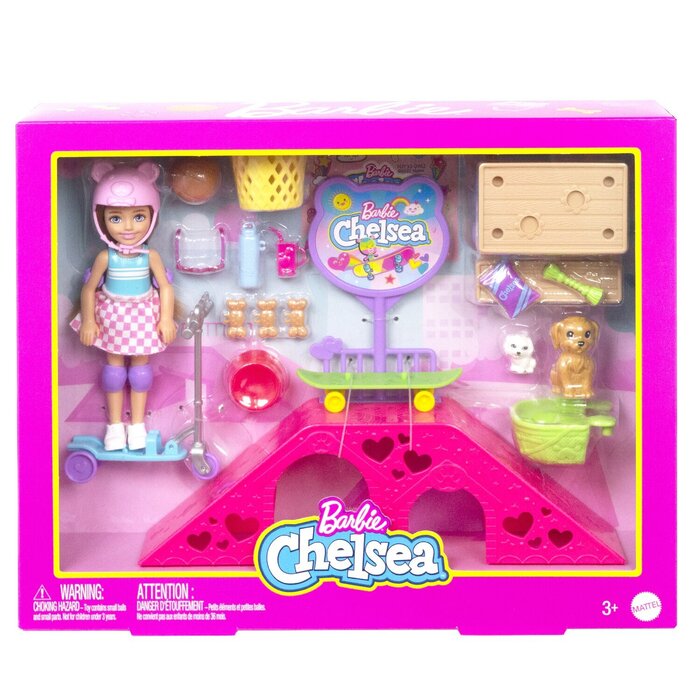 Игровой набор Barbie Челси в скейтпарке с куклой и щенками 31x7x24 см