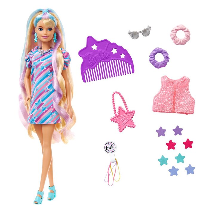 Кукла Barbie® Totally Hair™ с длинными волосами и аксессуарами для создания причесок, 4x30x7 см