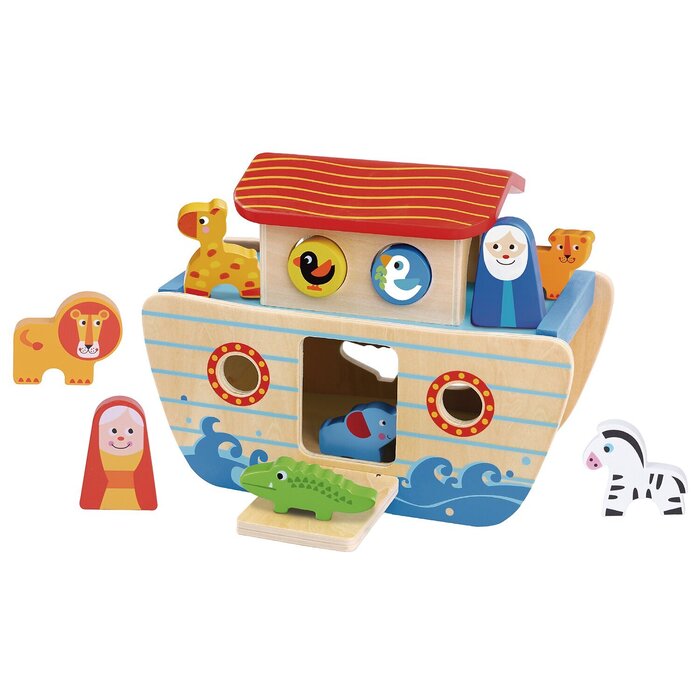 Ковчег Ноя с 17 животными из дерева, Tooky Toy Co, 27x16x16 см