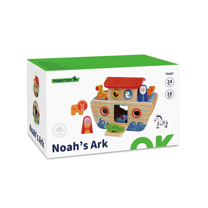 Ковчег Ноя с 17 животными из дерева, Tooky Toy Co, 27x16x16 см