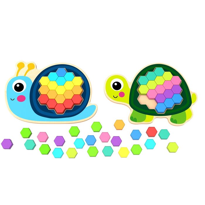 Мозаичный пазл Tooky Toy Co с 67 деталями и карточками, для детей от 3 лет, 19x21x5 см