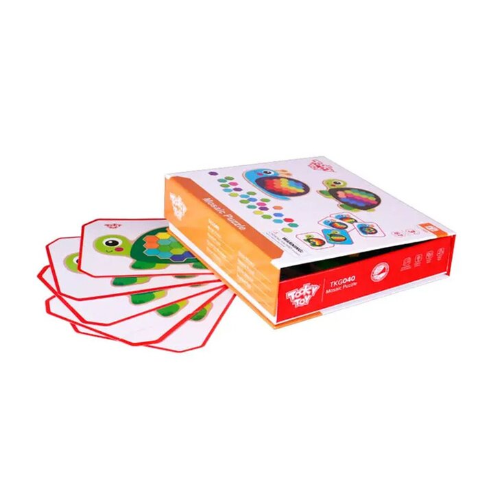 Мозаичный пазл Tooky Toy Co с 67 деталями и карточками, для детей от 3 лет, 19x21x5 см