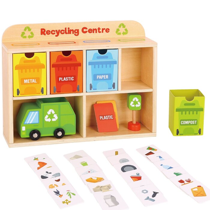 Игровой набор для переработки Tooky Toy Co с грузовиком и контейнерами, 30x6x23 см