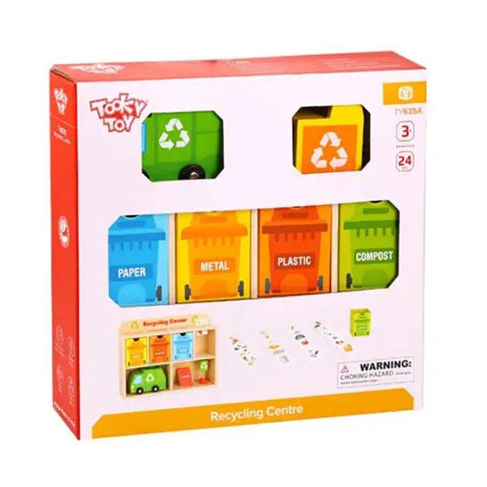 Игровой набор для переработки Tooky Toy Co с грузовиком и контейнерами, 30x6x23 см