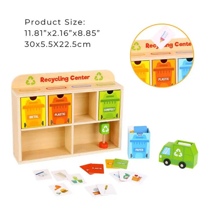 Игровой набор для переработки Tooky Toy Co с грузовиком и контейнерами, 30x6x23 см