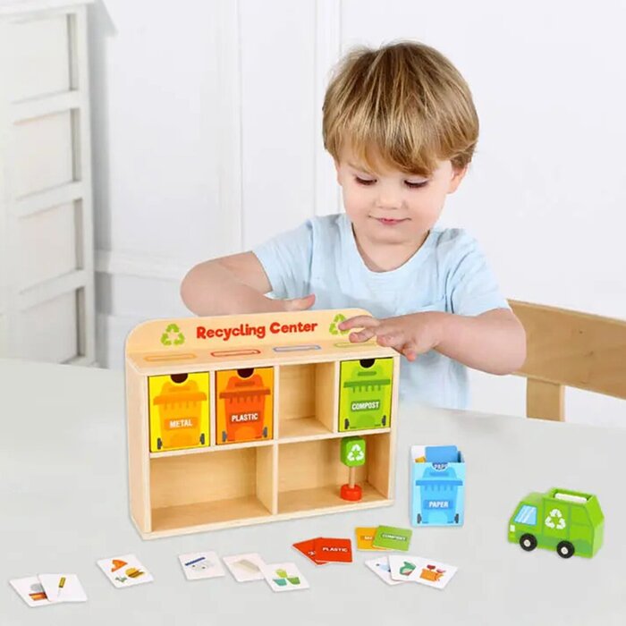 Игровой набор для переработки Tooky Toy Co с грузовиком и контейнерами, 30x6x23 см