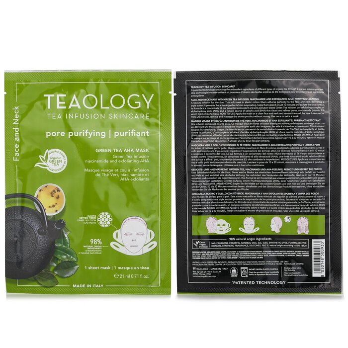 Маска для лица и шеи Teaology с органическим зеленым чаем и AHA 21 мл