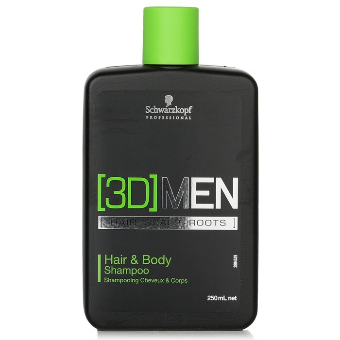 Шампунь и гель для душа Schwarzkopf 3D Men 2 в 1 с пантеолом и кофеином, 250 мл