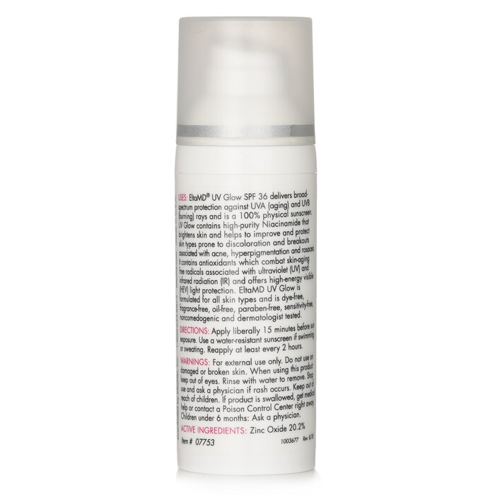 Солнцезащитный крем EltaMD UV Glow SPF 36 для лица с ниацинамидом и гиалуроновой кислотой, 48 г
