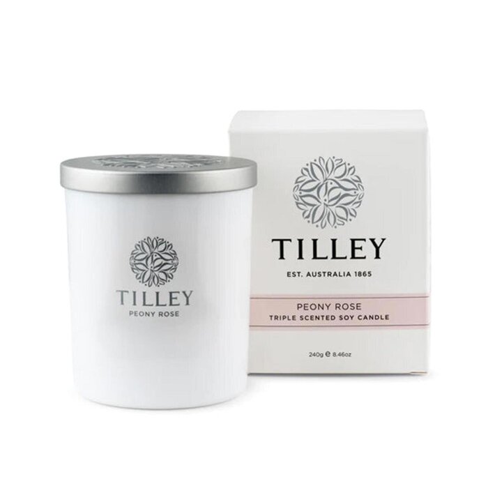 Ароматическая соевая свеча Tilley с ароматом пионов, 240 г