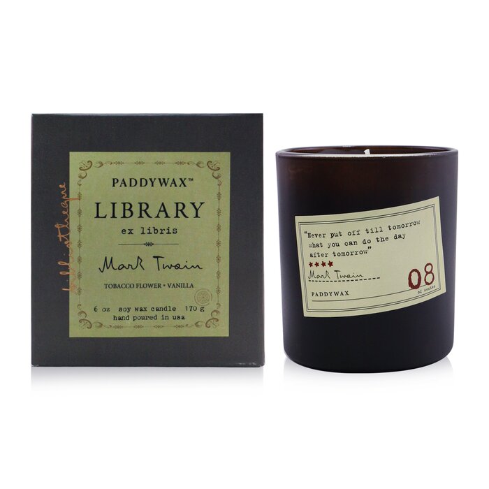 Свеча Paddywax Library Candle "Марк Твен" 70 г — ароматическая свеча из соевого воска для создания уюта и вдохновения