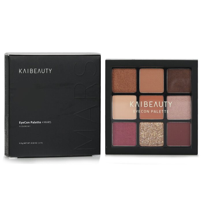 Палетка теней для век KAIBEAUTY Eyecon # Bonjour, 9 оттенков: матовые и блестящие текстуры