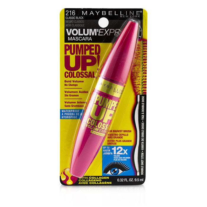 Маскара Maybelline с двойным коллагеном для объёма, водостойкая, 9.5 мл