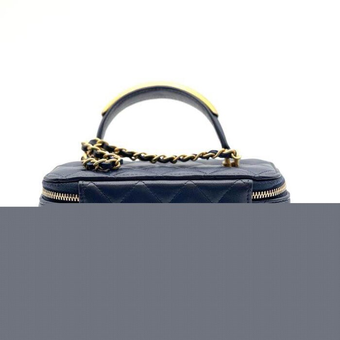Коробка с ручкой Chanel, темно-синяя, для хранения мелочей, 16 см x 8 см x 10 см