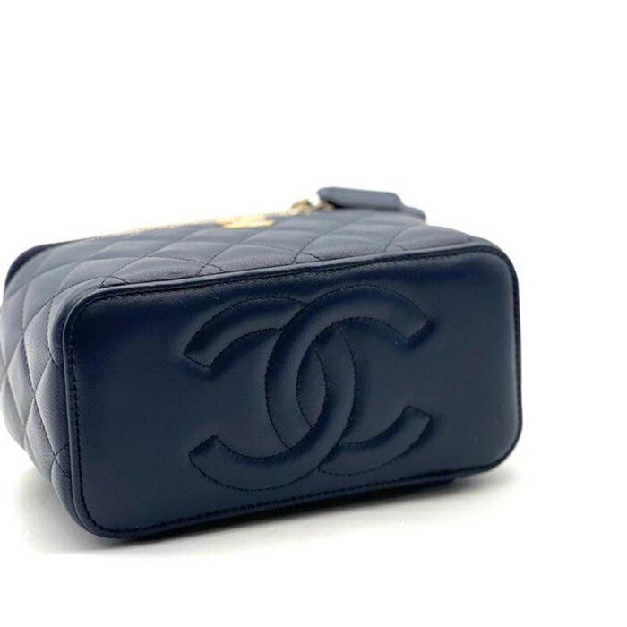 Коробка с ручкой Chanel, темно-синяя, для хранения мелочей, 16 см x 8 см x 10 см