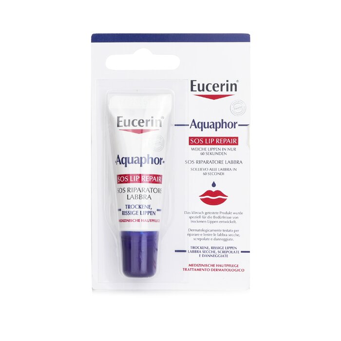 Бальзам для губ Eucerin с глицерином и декспантенолом 10 мл, интенсивный уход и восстановление