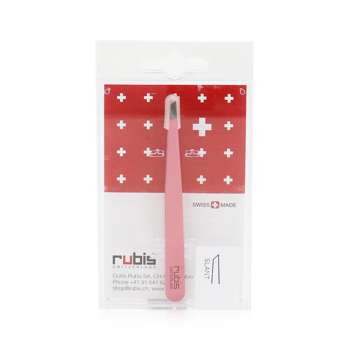 Пинцет скошенный для бровей Rubis из нержавеющей стали
