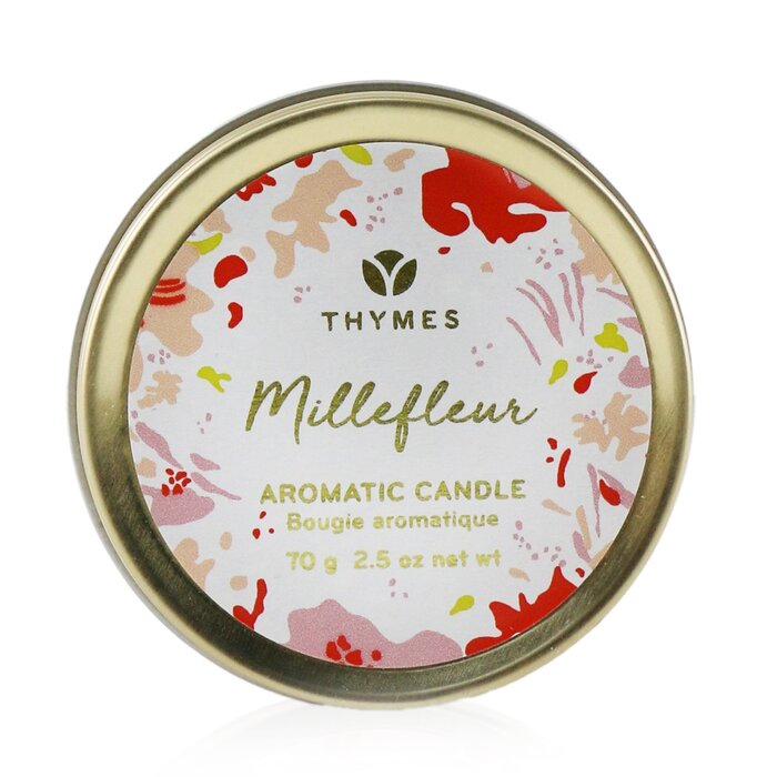 Ароматическая свеча Thymes в металлической банке Millefleur 70 г — весенние цветочные нотки для уютной атмосферы