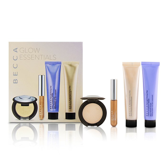 Набор для сияющего макияжа Becca Glow Essentials Kit 4 шт. — праймеры, пудра и блеск для губ