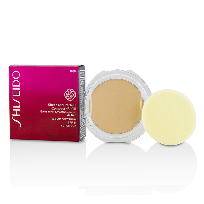 Крем-пудра Shiseido с SPF 21 для кожи 10 г, легкое покрытие, выравнивание тона, защита от UV