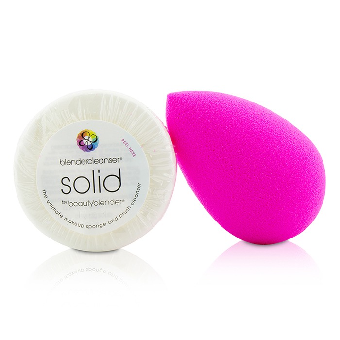Набор для макияжа BeautyBlender: спонж и очищающее средство Solid BlenderCleanser 2 шт.