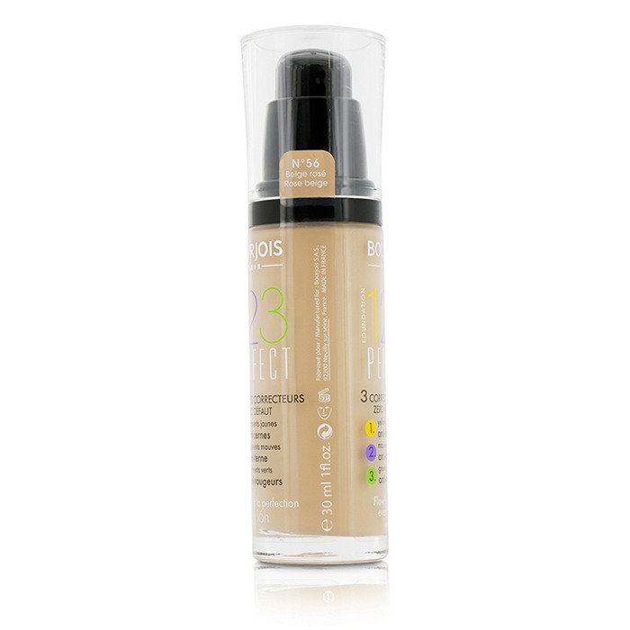 Тональный флюид Bourjois 123 Perfect SPF 10 для лица, 30 мл, с цветокоррекцией и увлажнением