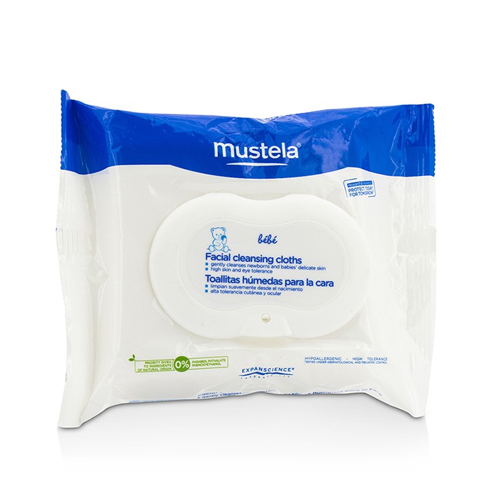 Mustela очищающие салфетки для лица, 25 шт. — гипоаллергенные и без спирта для чувствительной кожи малыша