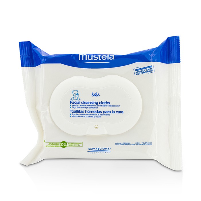 Очищающие салфетки для лица Mustela, 25 шт. — гипоаллергенные, для чувствительной кожи младенцев