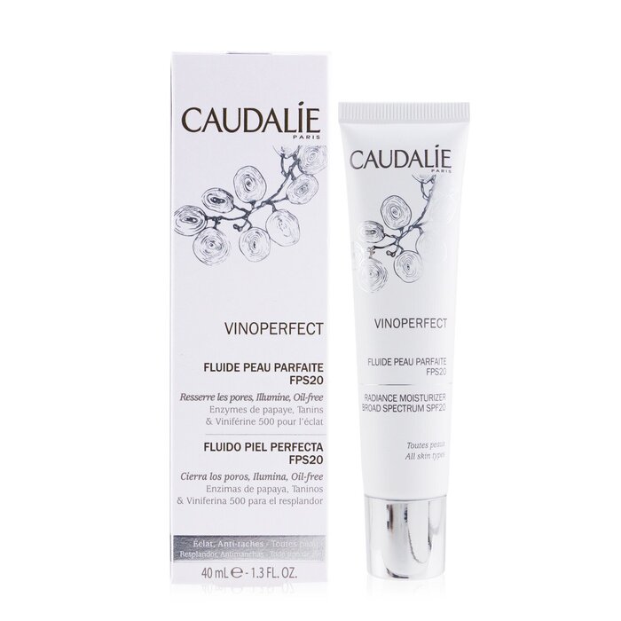 Увлажняющий крем с сияющим эффектом для лица SPF 20 Caudalie Vinoperfect, 40 мл