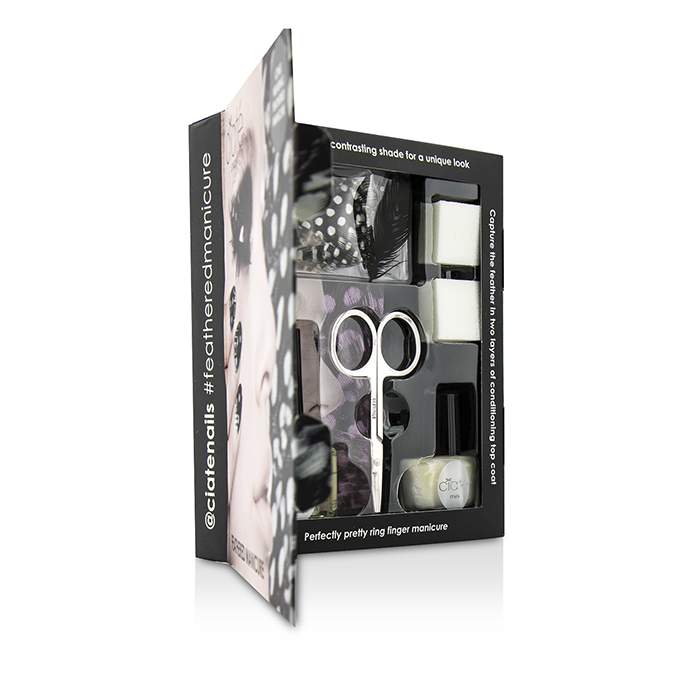 Крем для маникюра с мини-лаком и аксессуарами для дизайна ногтей Ciate Feathered Manicure Set