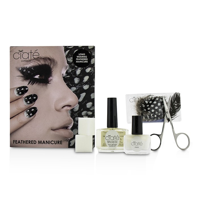 Крем для маникюра с мини-лаком и аксессуарами для дизайна ногтей Ciate Feathered Manicure Set