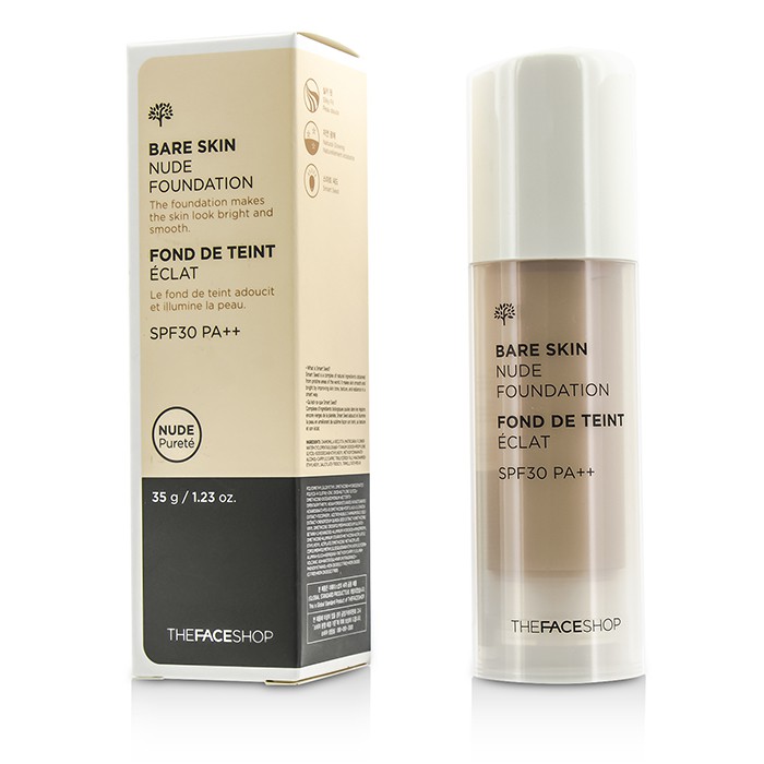 Тональный крем The Face Shop с SPF 30 для лица 35 г, легкое покрытие, эффект "второй кожи"
