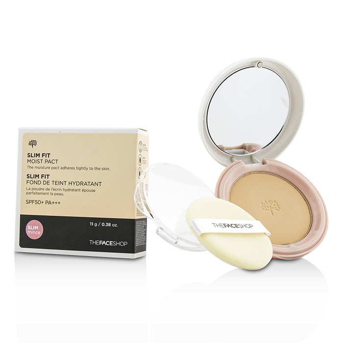 Пудра The Face Shop Slim Fit Moist Pact SPF 50, 11 г — легкое покрытие с защитой от УФ, для всех типов кожи