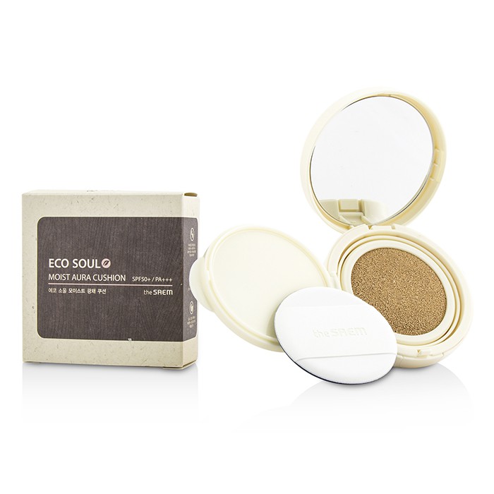 Тональный крем с аргановым маслом для лица The Saem Eco Soul Moist Aura Cushion SPF50, 15 г