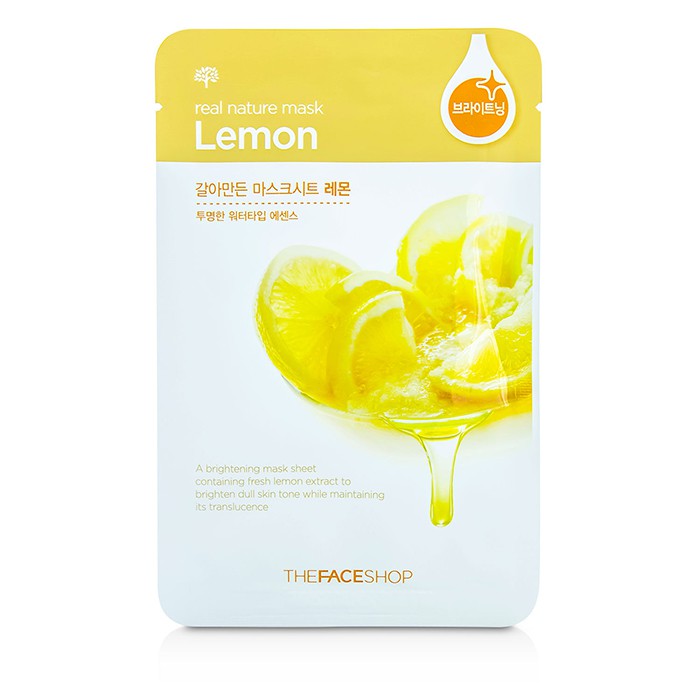 Маска для лица с лимоном The Face Shop Real Nature, 10х20 г, осветляющая и выравнивающая тон кожи