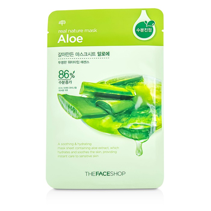 Маска для лица The Face Shop с алоэ вера 10x20г, успокаивающая и увлажняющая