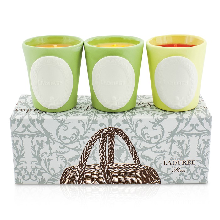 Ароматический набор свечей Laduree «Сад» - Тыква и имбирь, Томаты и базилик, Апельсиновая морковь, 3x80 г