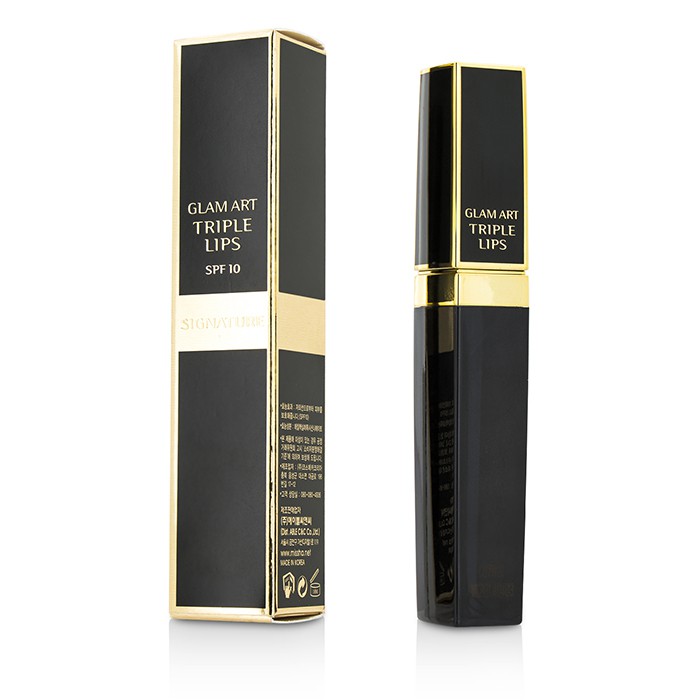 Помада для губ Missha Signature Glam Art Triple Lips SPF10, 6 мл, многофункциональная с УФ-защитой, эффект блеска и цвета
