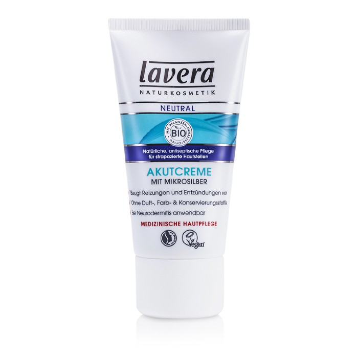 Brand: LaveraOld Name: Neutral SOS Cream W/ Micro Silver CreamSize: 50ml/1.6ozDescription: Крем для чувствительной кожи от Lavera — это органическое средство, предназначенное для интенсивного увлажнения и восстановления очень чувствительной кожи. Его уник