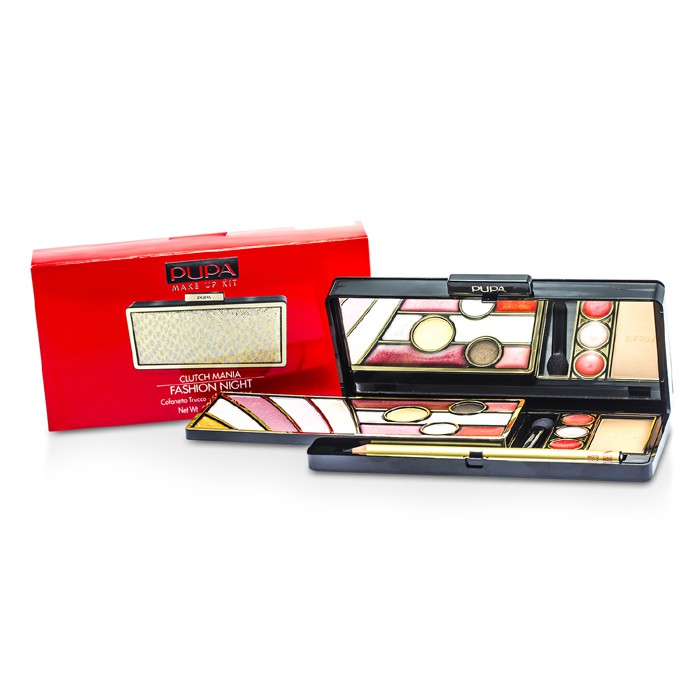 палетка для макияжа Pupa Clutch Mania Fashion Night с тенями, румянами и блесками для губ, 18.7 г